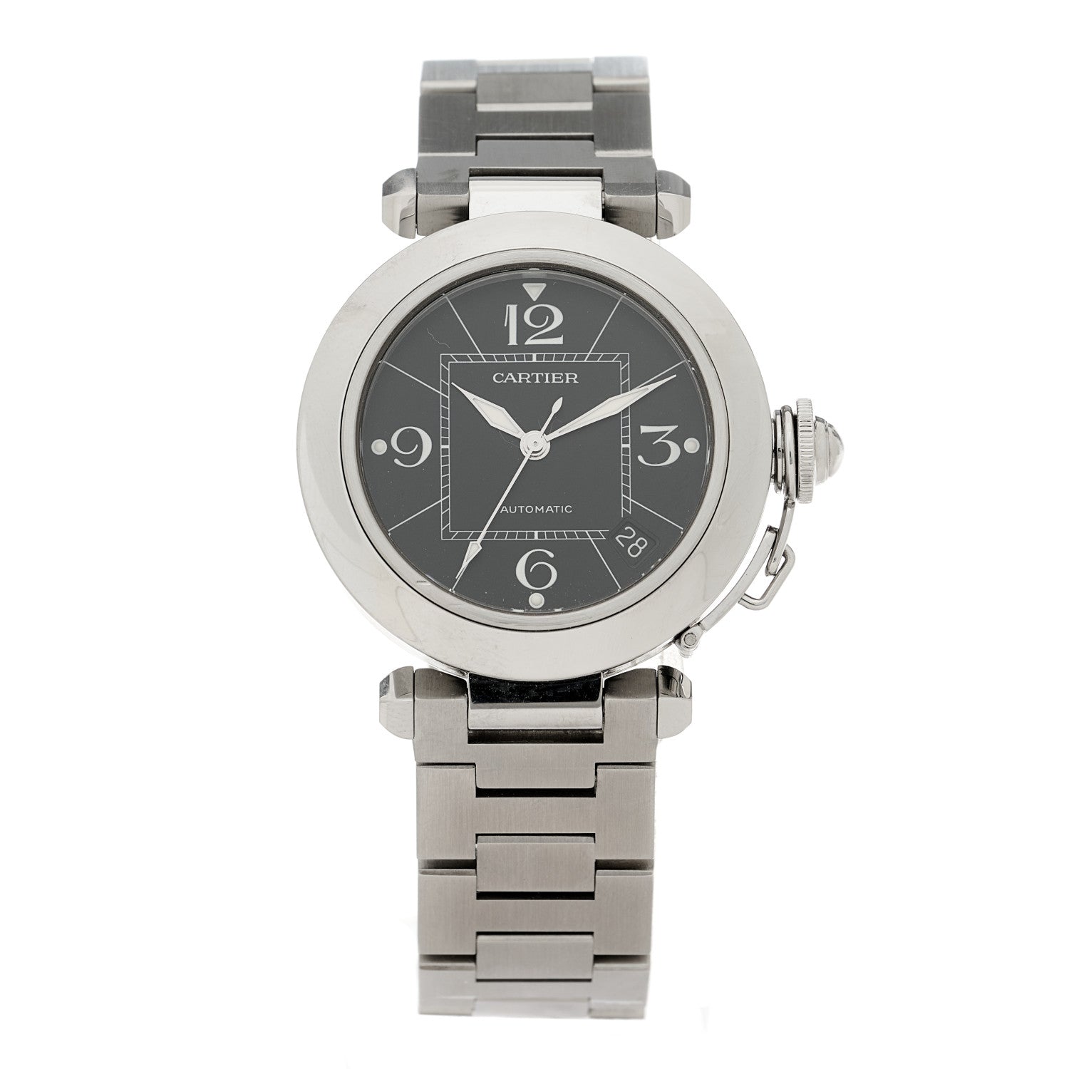 Cartier Stainless Steel 35mm Pasha C Automatic Watch Black 1 of 4