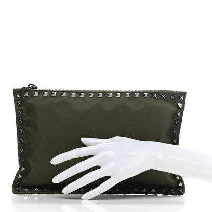 Valentino Garavani Nylon Rockstud Zip Pouch Army Green 2 of 13