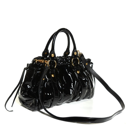 Miu Miu Vernice Patent Gathered Tote Black 3 of 8