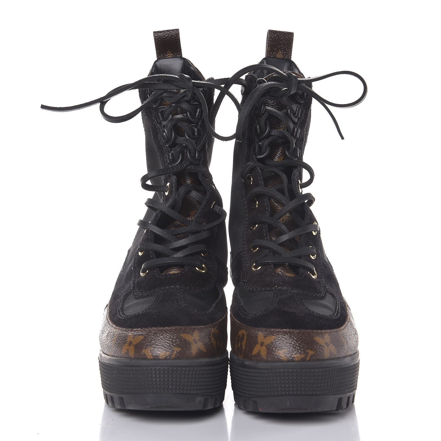 Louis Vuitton Suede Calfskin Monogram Laureate Platform Desert Boots 38 Black 3 of 8