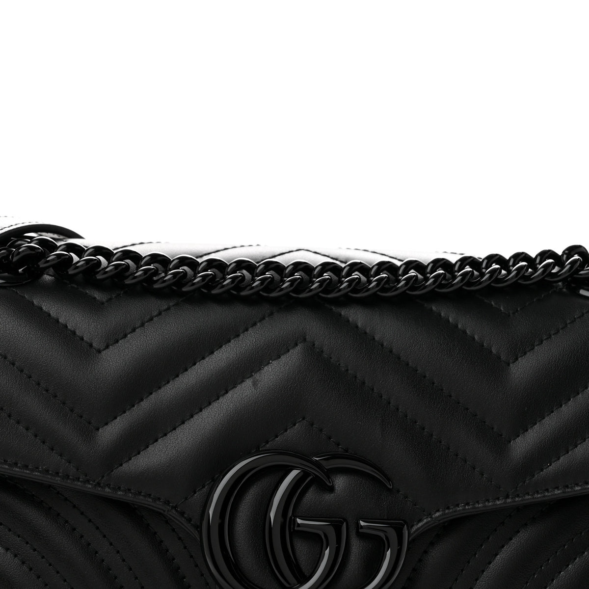 Calfskin Matelasse Monochrome Small GG Marmont Shoulder Bag Black