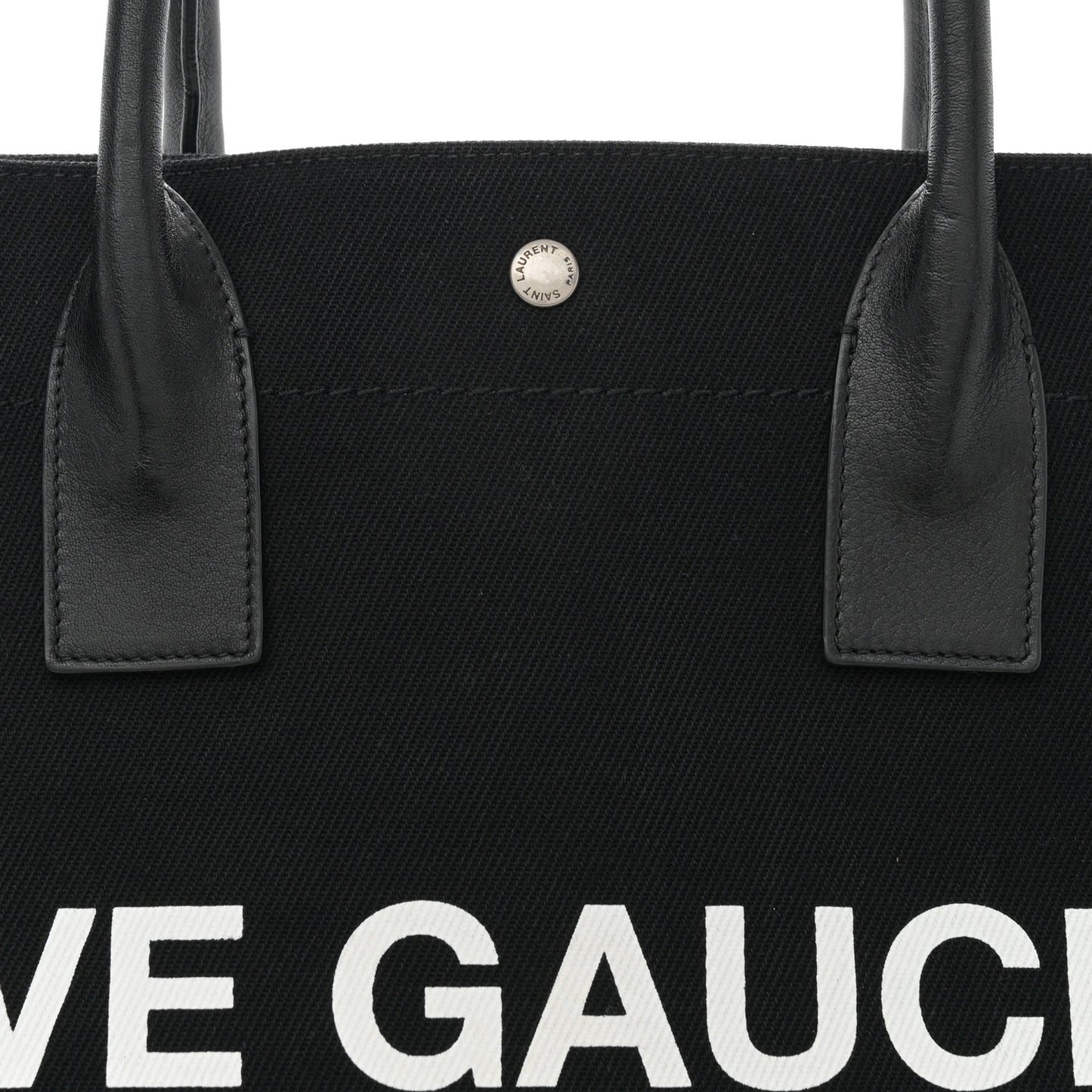Linen Calfskin Rive Gauche Tote Black