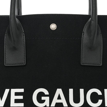 Saint Laurent Linen Calfskin Rive Gauche Tote Black 8 of 12