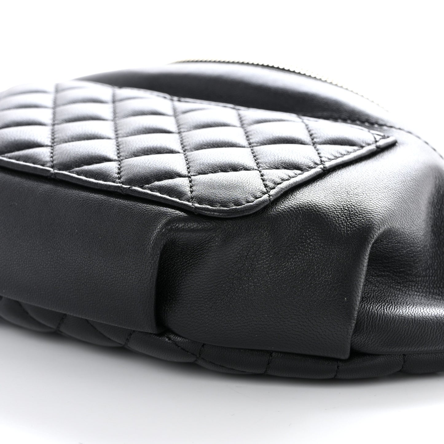 Lambskin Quilted Waist Bag Fanny Pack Black
