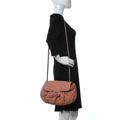 Chanel Washed Lambskin Quilted Medium Chain Around Messenger Salmon 2 of 13