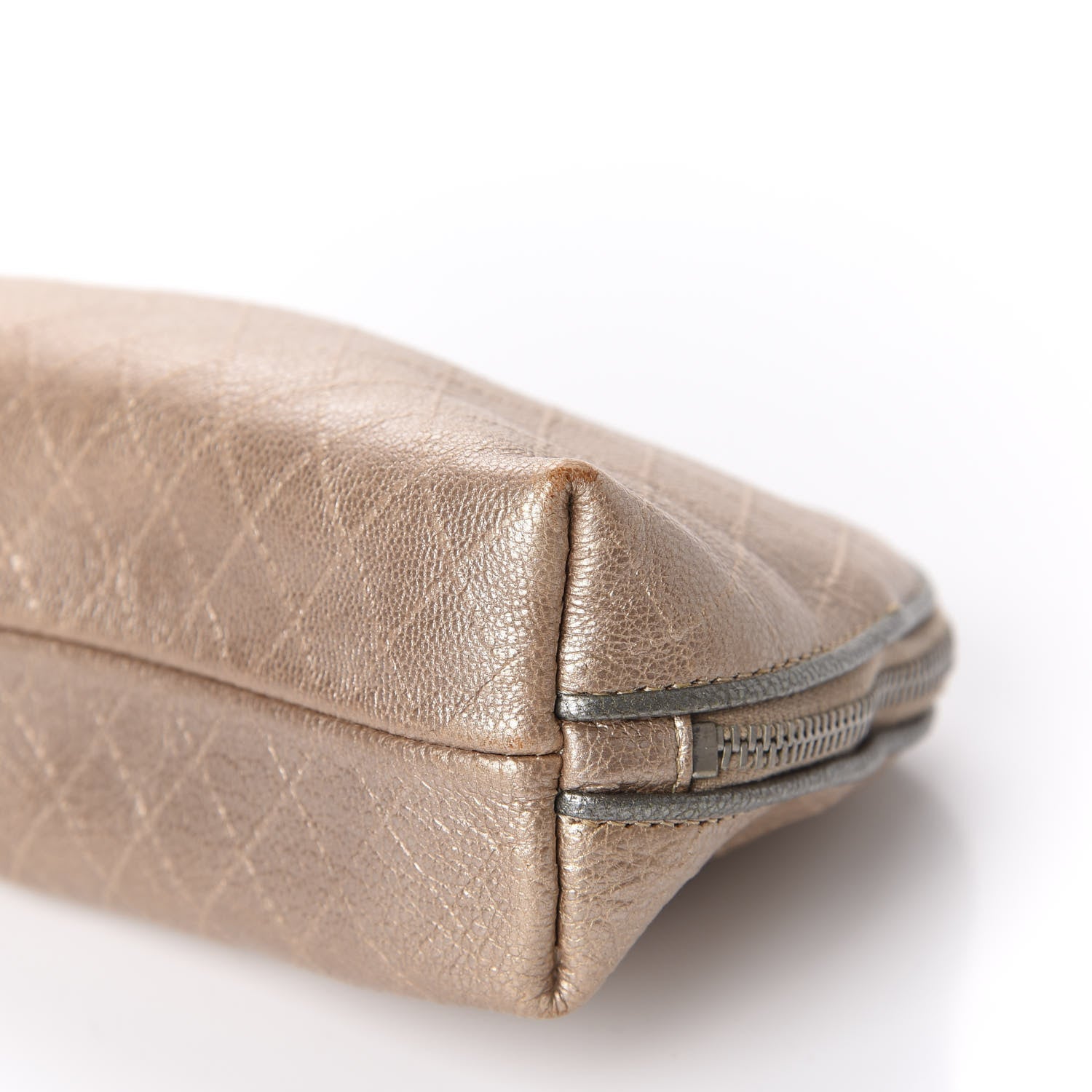 Chanel Iridescent Calfskin Embossed Cosmetic Pouch Light Gold 7 of 11