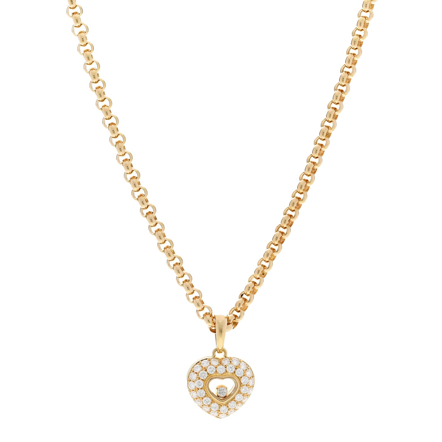 18K Yellow Gold Diamond Happy Hearts Pave Necklace