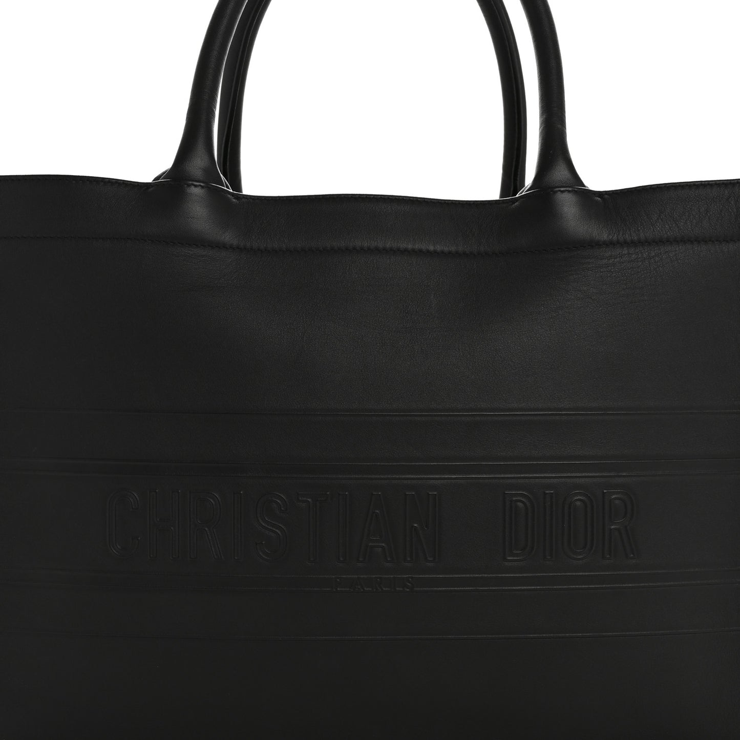 Calfskin Embossed Medium Book Tote Black