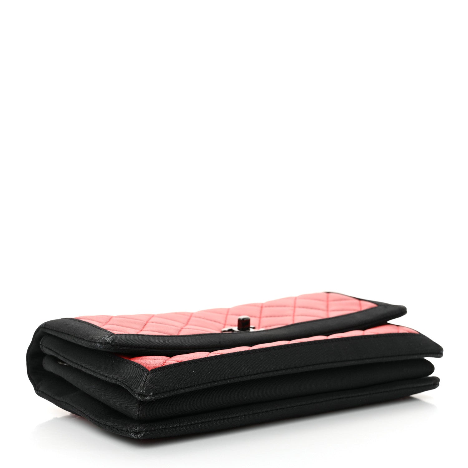Chanel Lambskin Grosgrain Quilted Flap Red Black 4 of 13