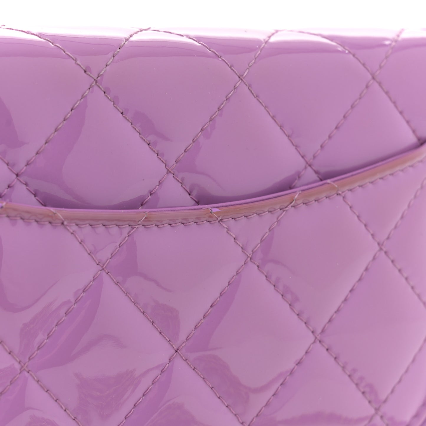 Patent Quilted Wallet On Chain WOC Purple