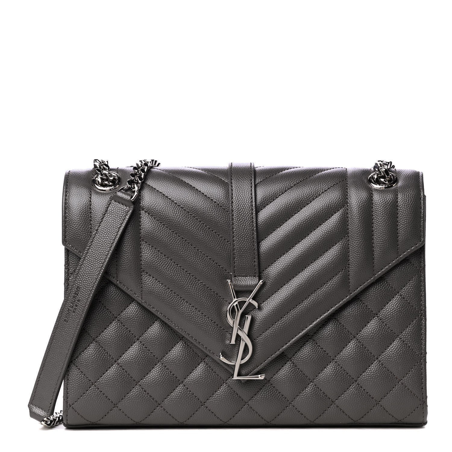 Saint Laurent Grain De Poudre Textured Mixed Matelasse Medium Triquilt Monogram Satchel Earth 1 of 4