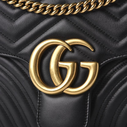 Gucci Calfskin Matelasse Medium GG Marmont Shoulder Bag Black 9 of 9
