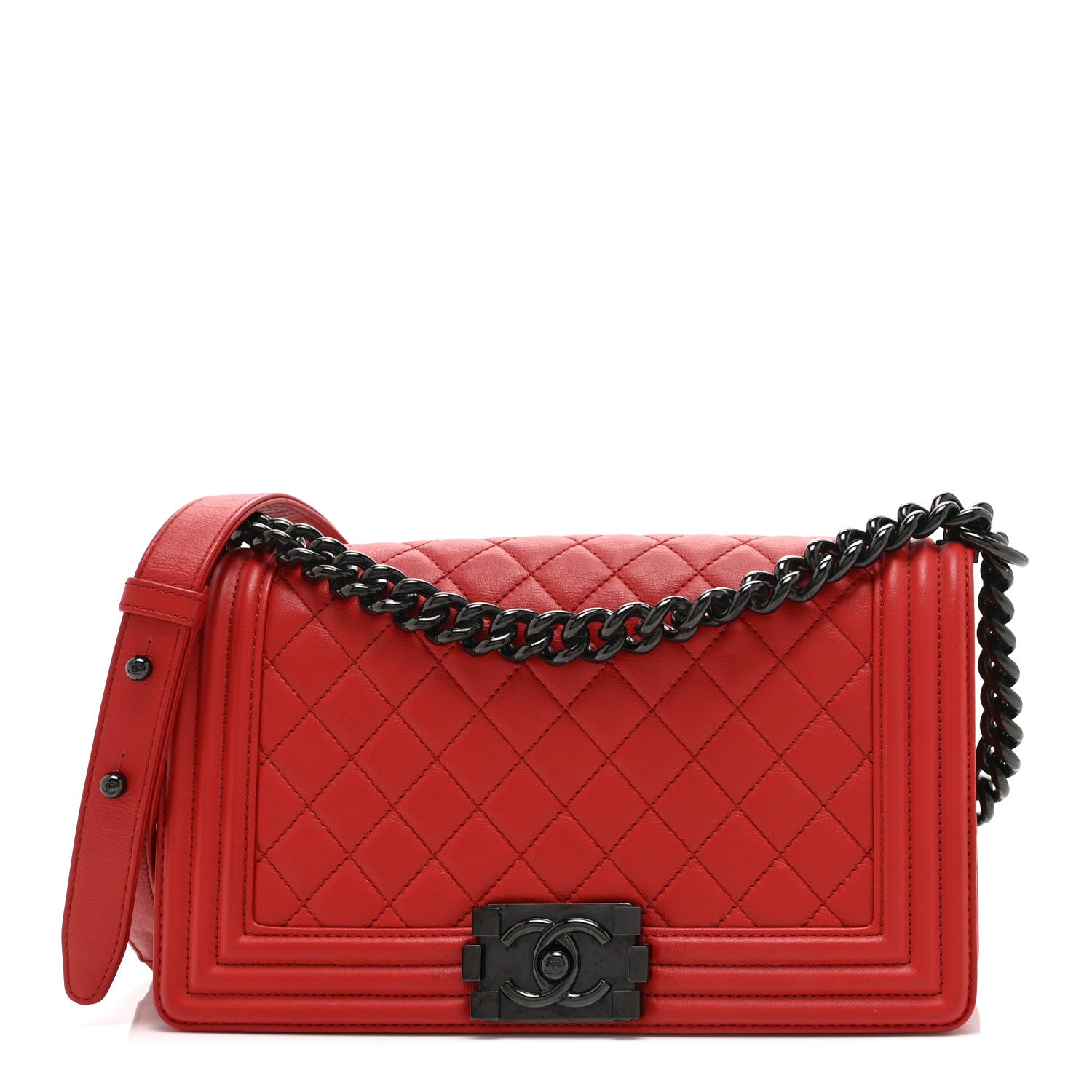 Chanel Calfskin Quilted Medium Boy Flap Red 1 of 10