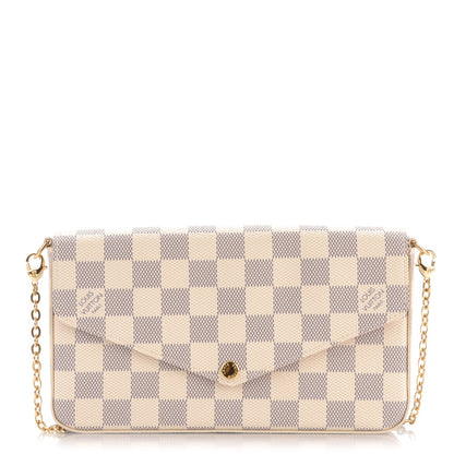 Louis Vuitton Damier Azur Pochette Felicie Chain Wallet Rose Ballerine 1 of 10
