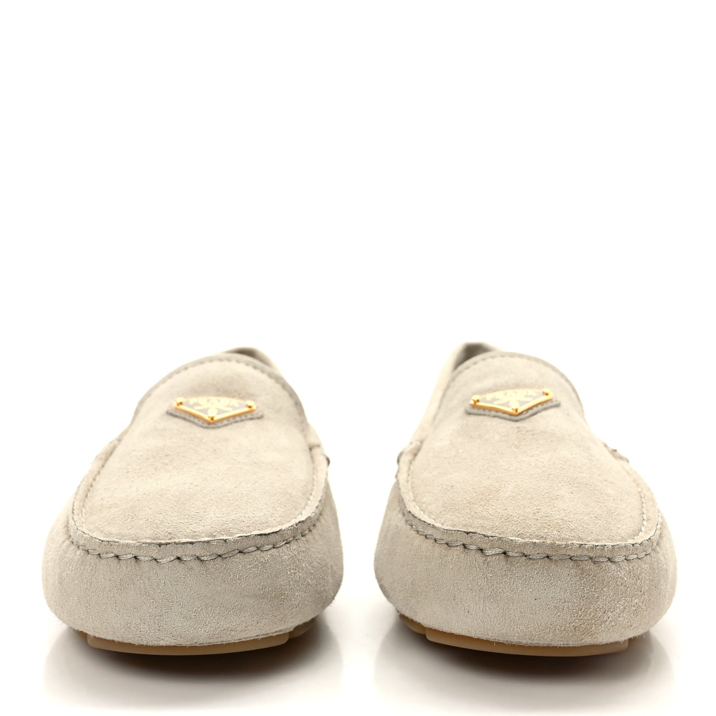 Camoscio Metal Triangle Logo Driving Loafers 39.5 Pomice