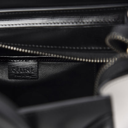 Celine Smooth Calfskin Lizard Embossed Nano Luggage White Black 8 of 9