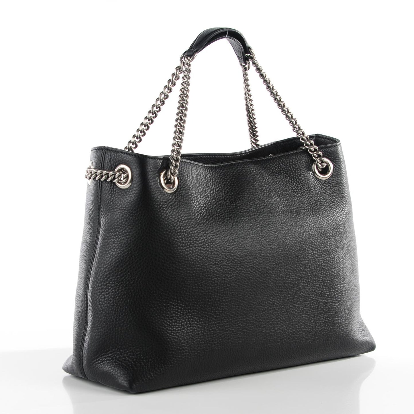 Pebbled Calfskin Studded Medium Soho Chain Shoulder Bag Black
