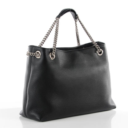 Gucci Pebbled Calfskin Studded Medium Soho Chain Shoulder Bag Black 3 of 7