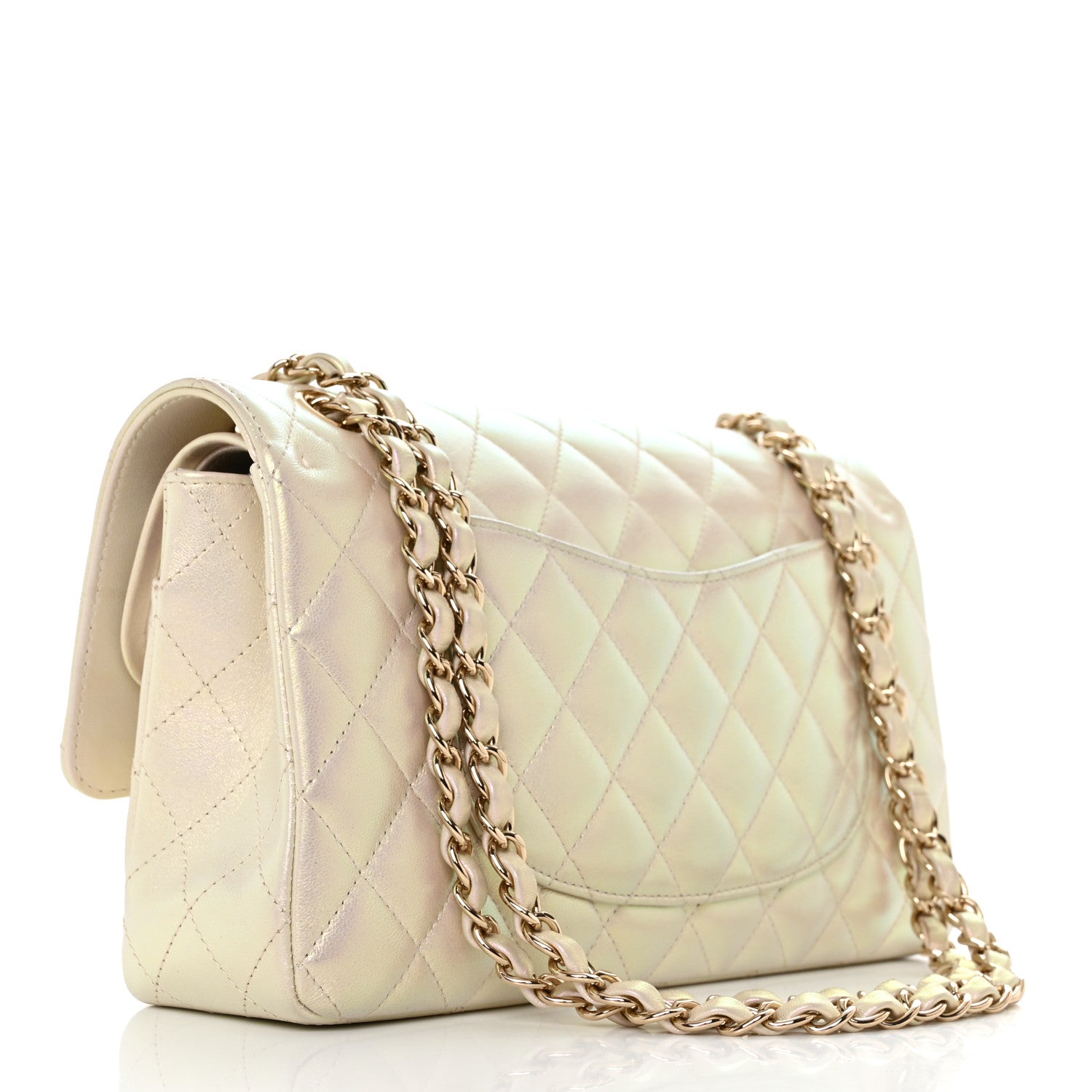 Chanel Iridescent Lambskin Quilted Medium Double Flap Ivory 2 of 12
