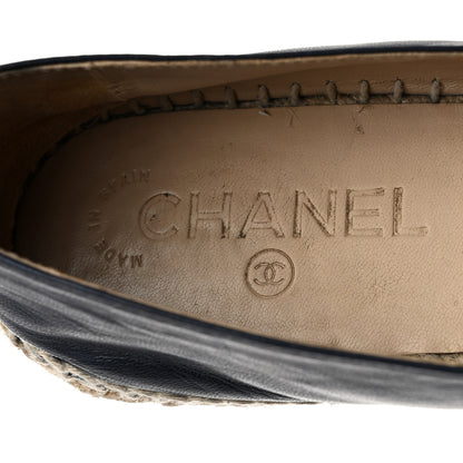 Chanel Lambskin CC Espadrilles 38 Navy Black 6 of 8