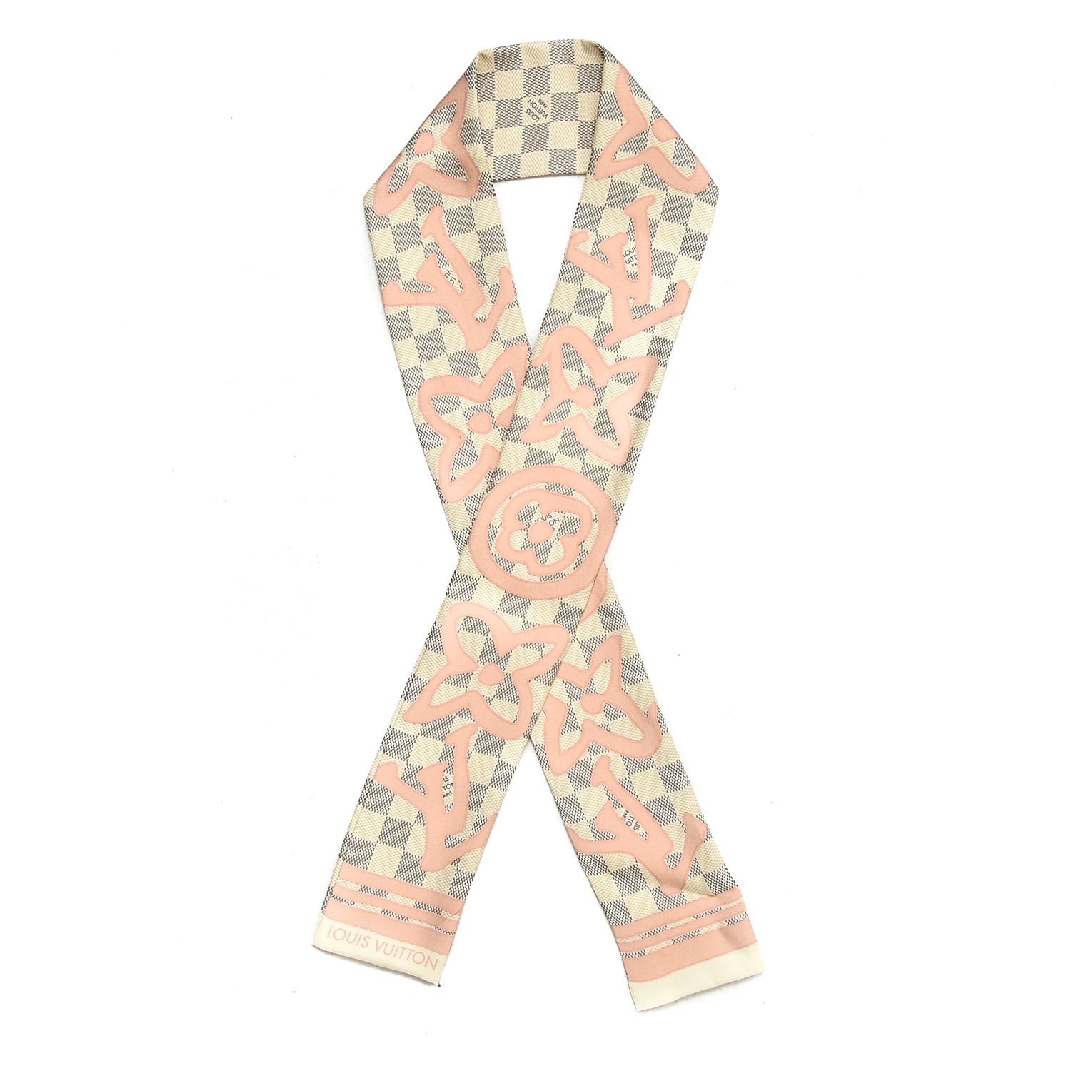 Louis Vuitton Silk Damier Azur Tahitienne Bandeau Rose Ballerine 1 of 7
