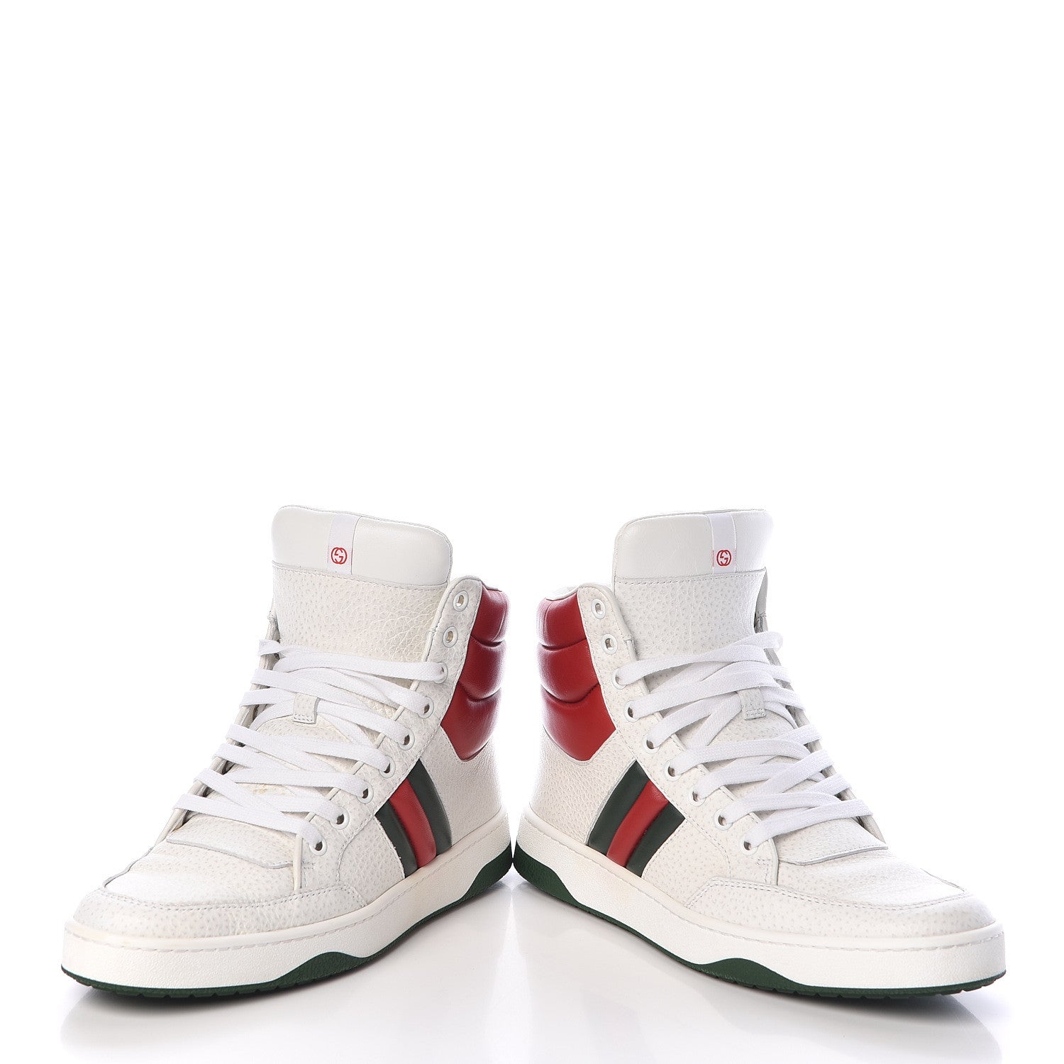 Gucci Calfskin New Praga Karibu High Top Sneakers 38 White Red Green 7 of 11