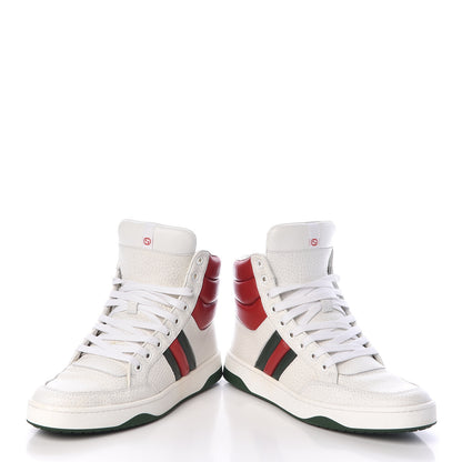 Gucci Calfskin New Praga Karibu High Top Sneakers 38 White Red Green 7 of 11