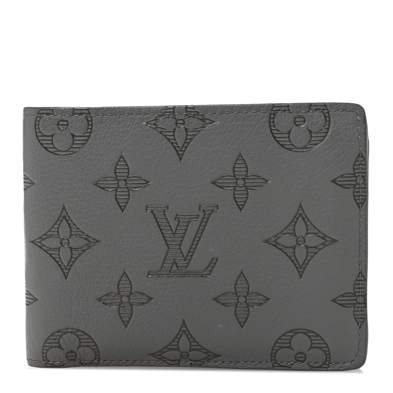 Louis Vuitton Calfskin Monogram Shadow Multiple Wallet Anthracite Gray 1 of 6