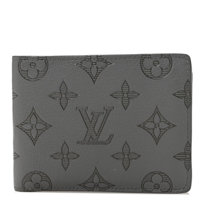 Louis Vuitton Calfskin Monogram Shadow Multiple Wallet Anthracite Gray 1 of 6