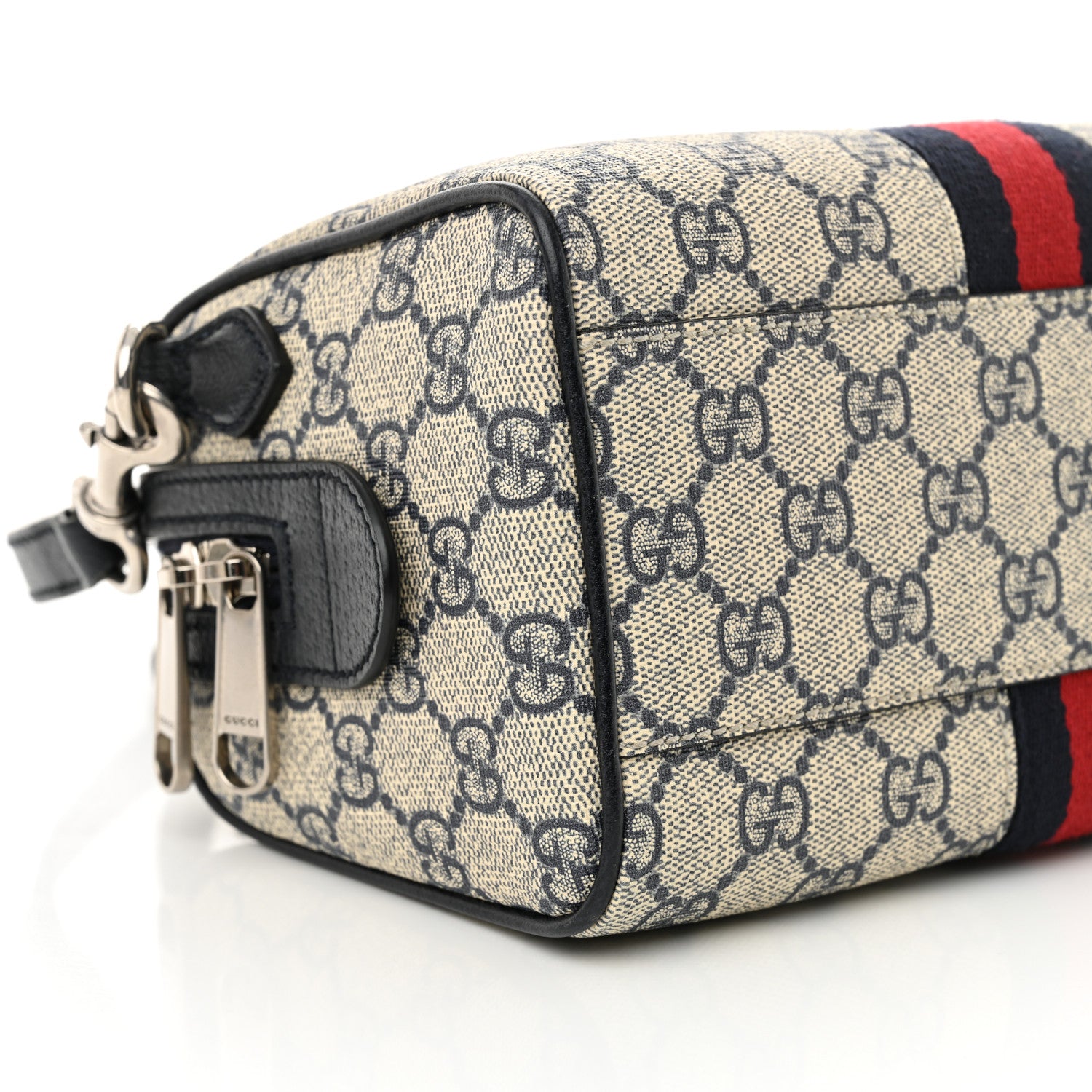 Gucci GG Supreme Monogram Textured Dollar Calfskin Web Mini Ophidia Top Handle Bag Beige Blue 9 of 11