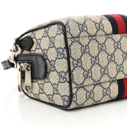Gucci GG Supreme Monogram Textured Dollar Calfskin Web Mini Ophidia Top Handle Bag Beige Blue 9 of 11