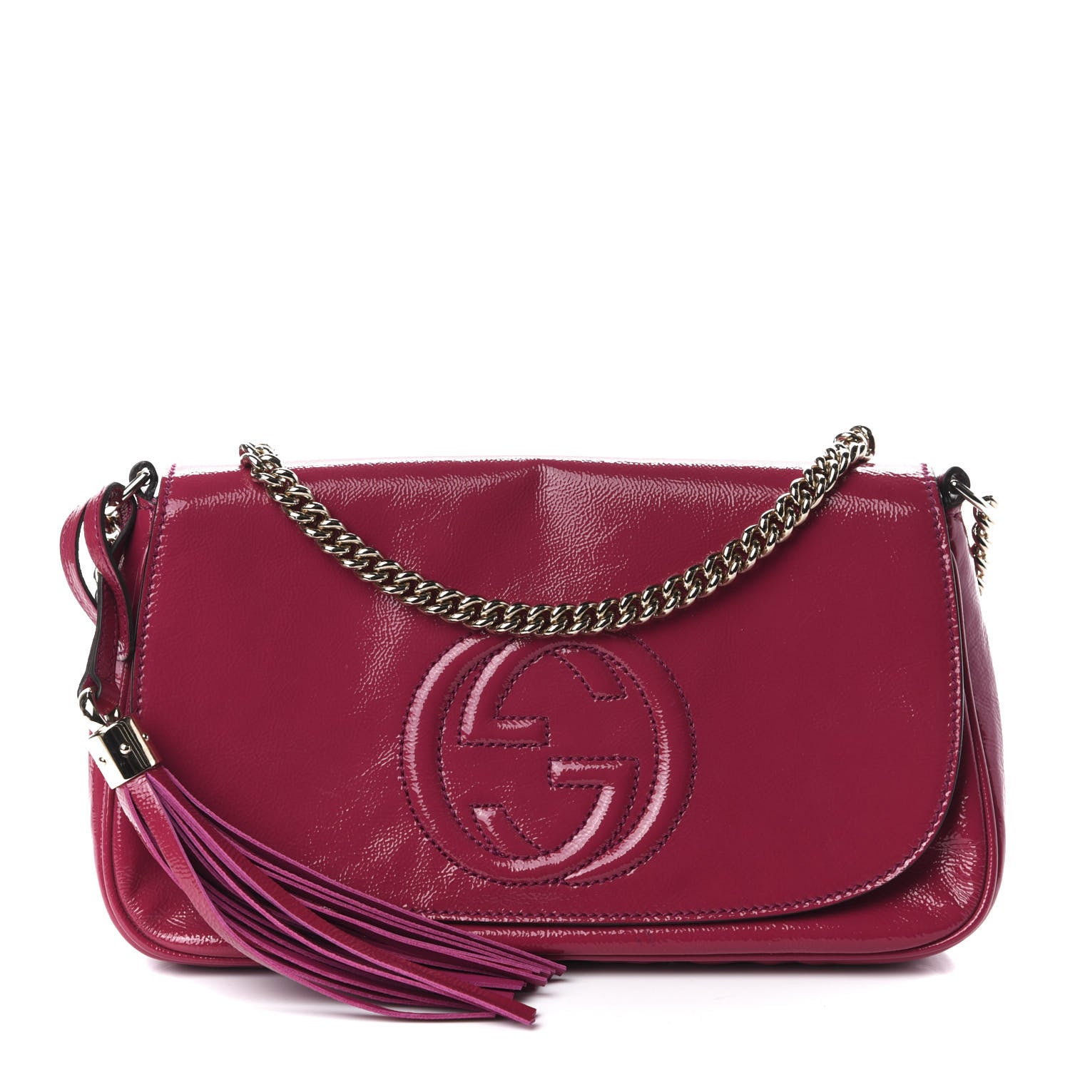 Gucci Patent Medium Soho Flap Crossbody Bright Bougainvillea 1 of 11