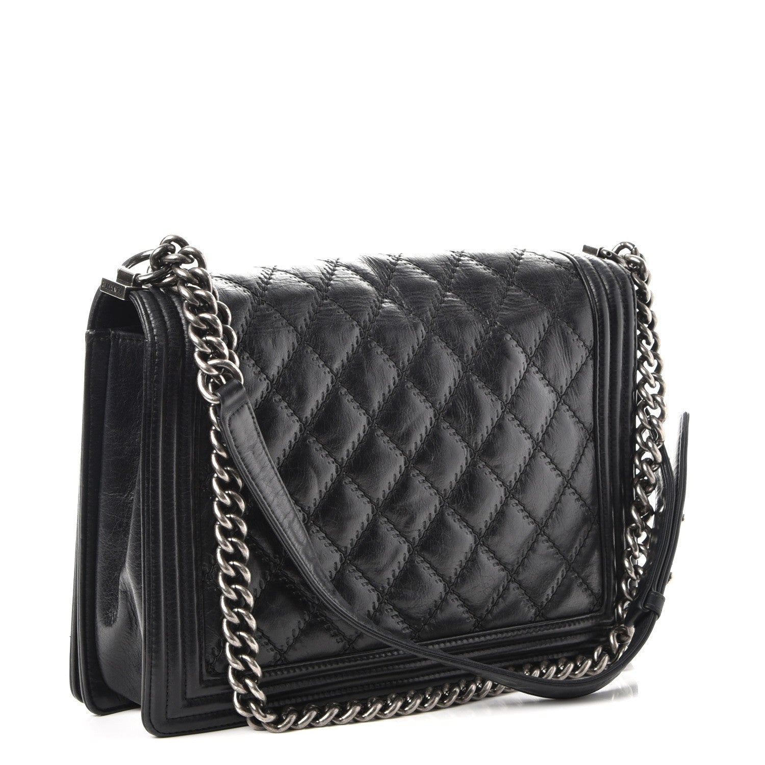 Chanel Calfskin Embossed Stitch Large Boy Flap Black 4 of 11