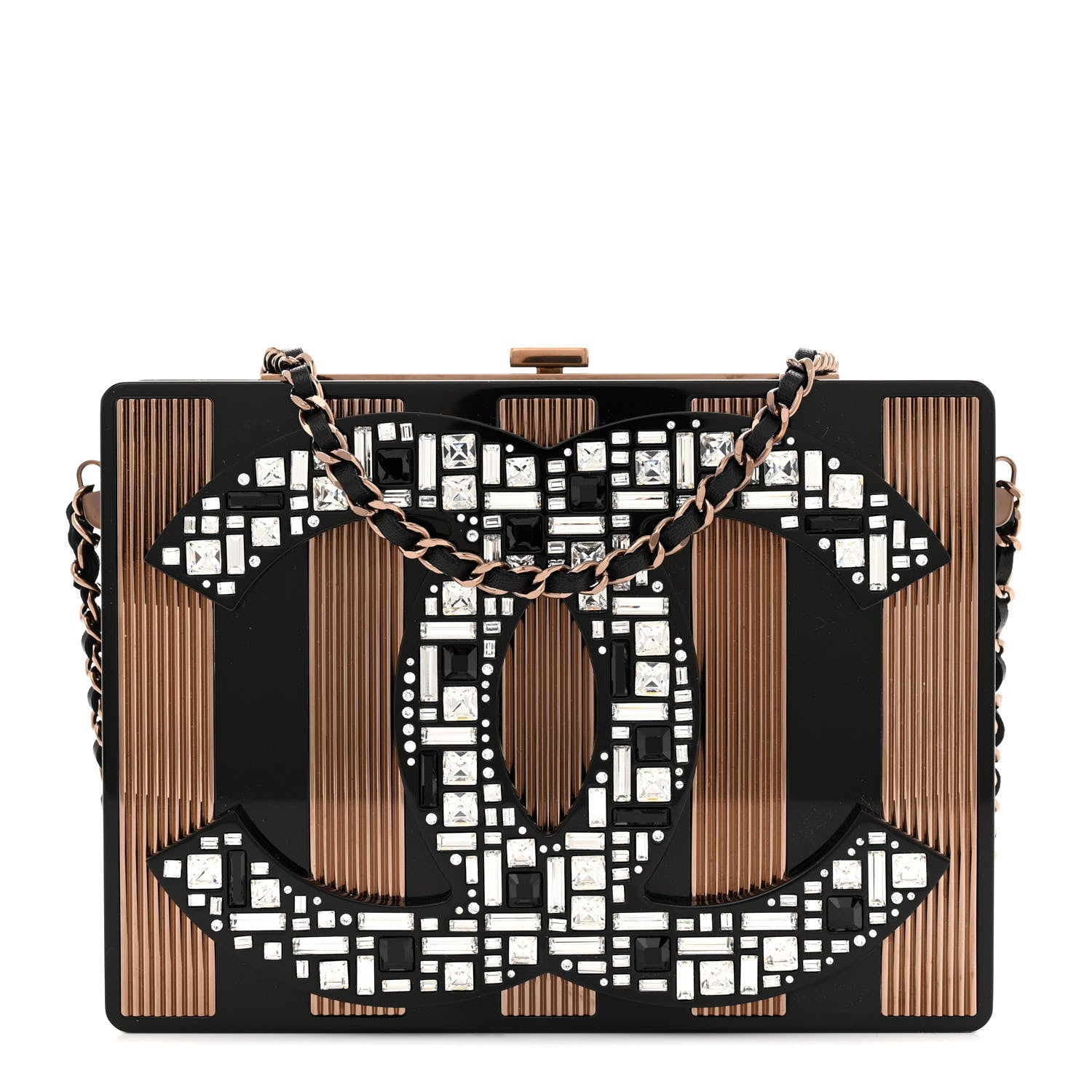 Chanel Plexiglass Crystal CC Minaudiere Clutch Black Copper 1 of 11