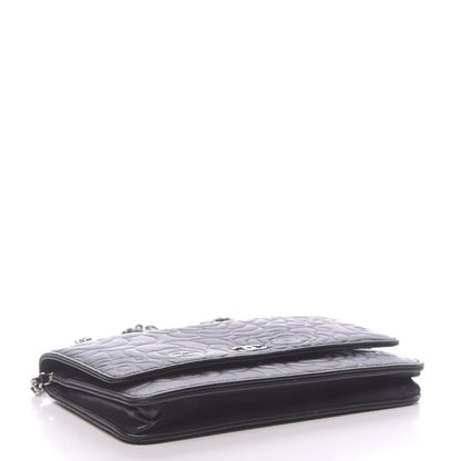 Chanel Lambskin Camellia Embossed Wallet on Chain WOC Black 4 of 13