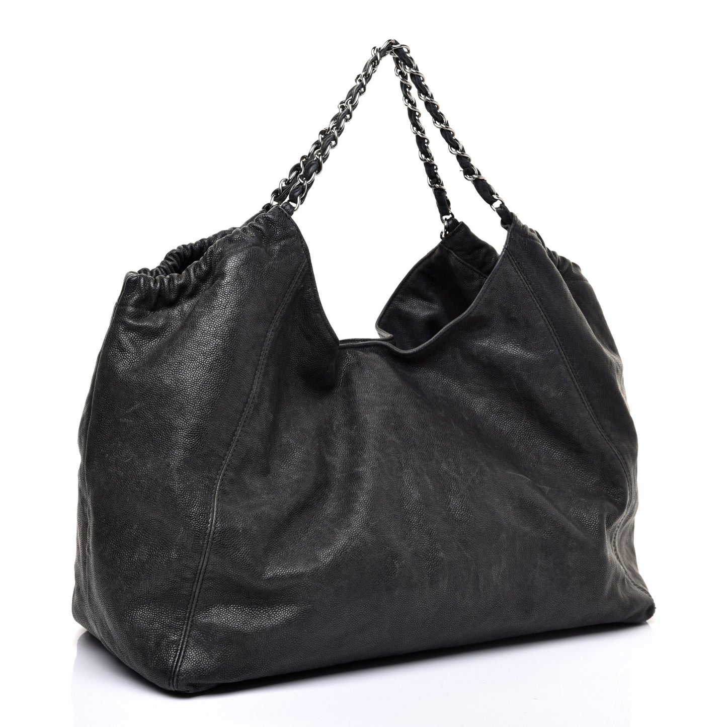 Distressed Caviar XL Coco Cabas Black