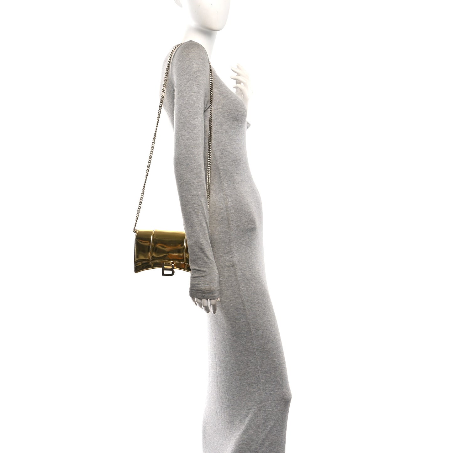 Mirror Calfskin Hourglass Chain Bag Gold