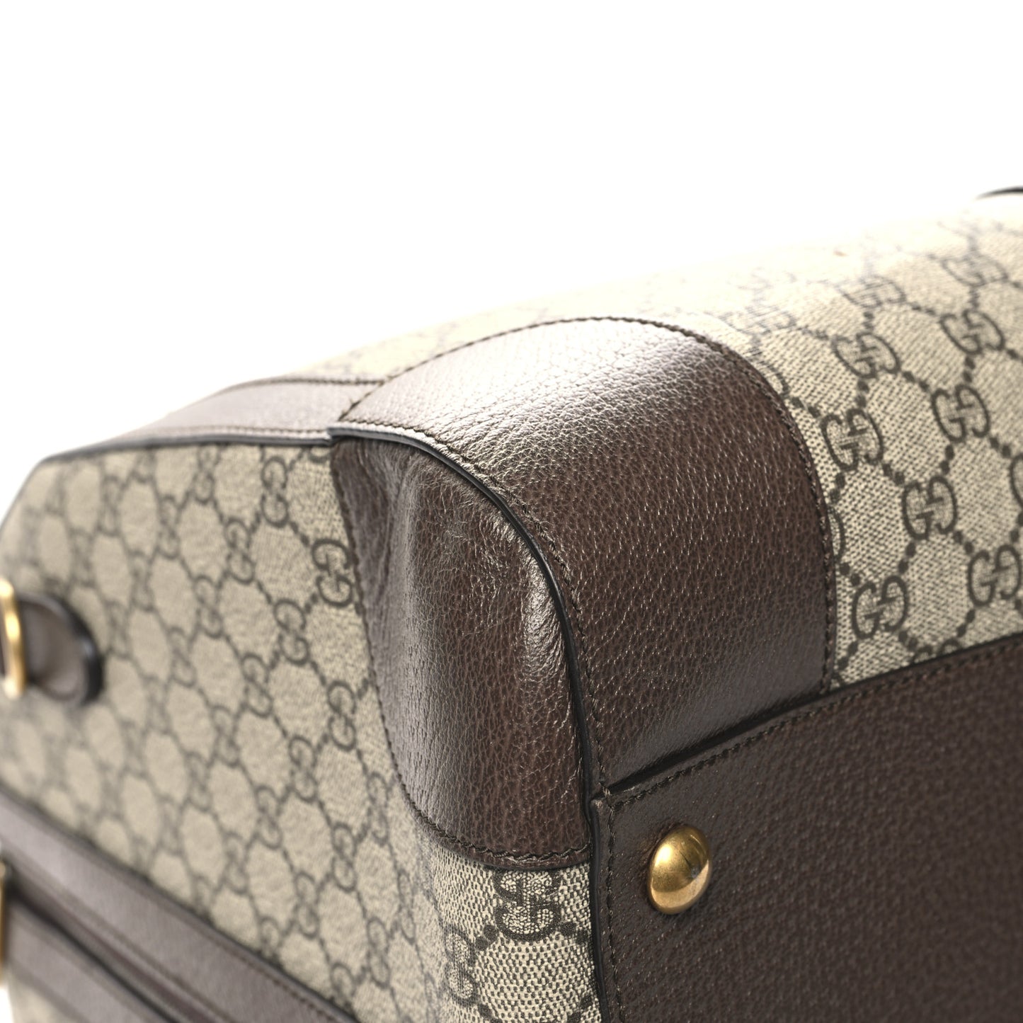 GG Supreme Monogram Textured Dollar Calfskin Web Large Savoy Duffle Bag Beige Ebony