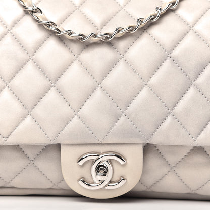 Chanel Lambskin Quilted Jumbo Coco Rain Flap Grey 10 of 12