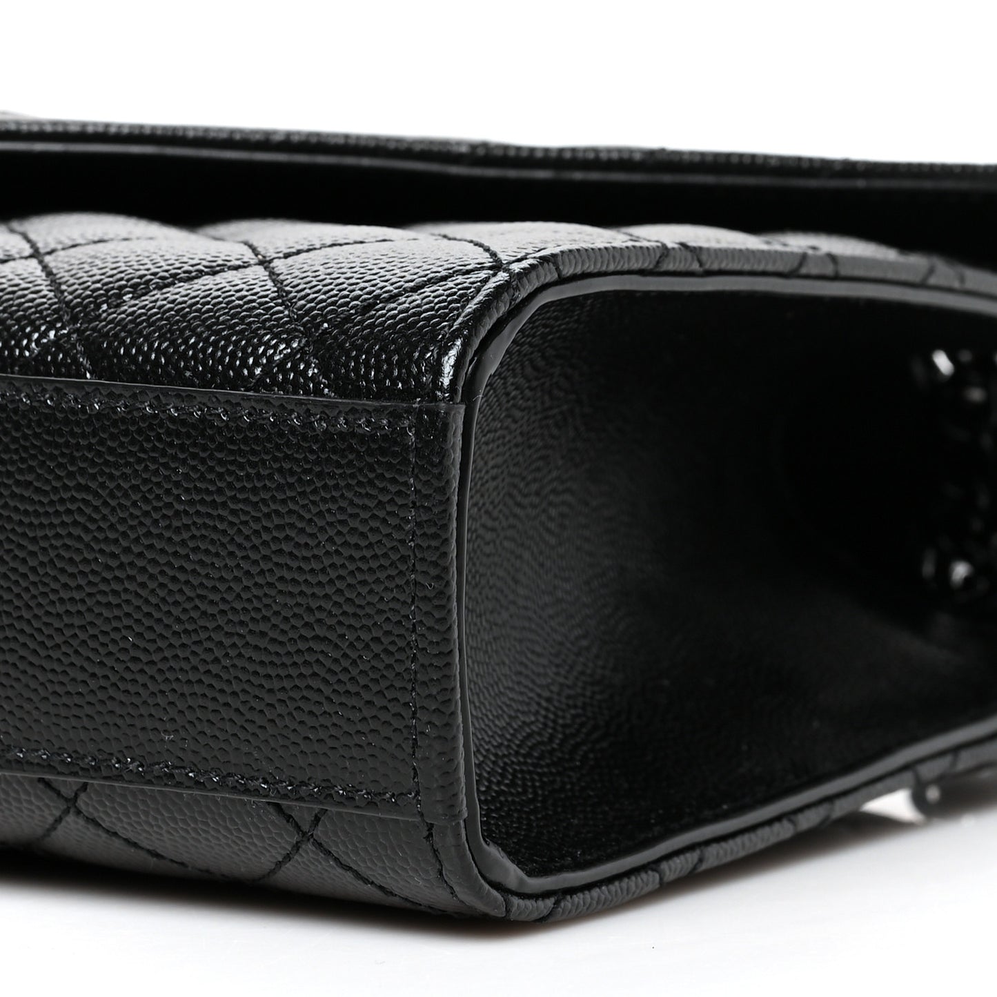 Grain De Poudre Textured Mixed Matelasse Triquilt Medium Monogram Satchel Black