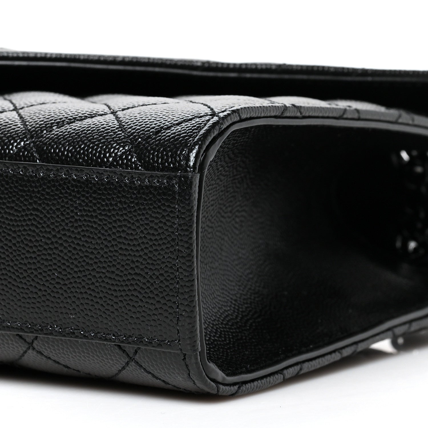 Saint Laurent Grain De Poudre Textured Mixed Matelasse Triquilt Medium Monogram Satchel Black 9 of 9