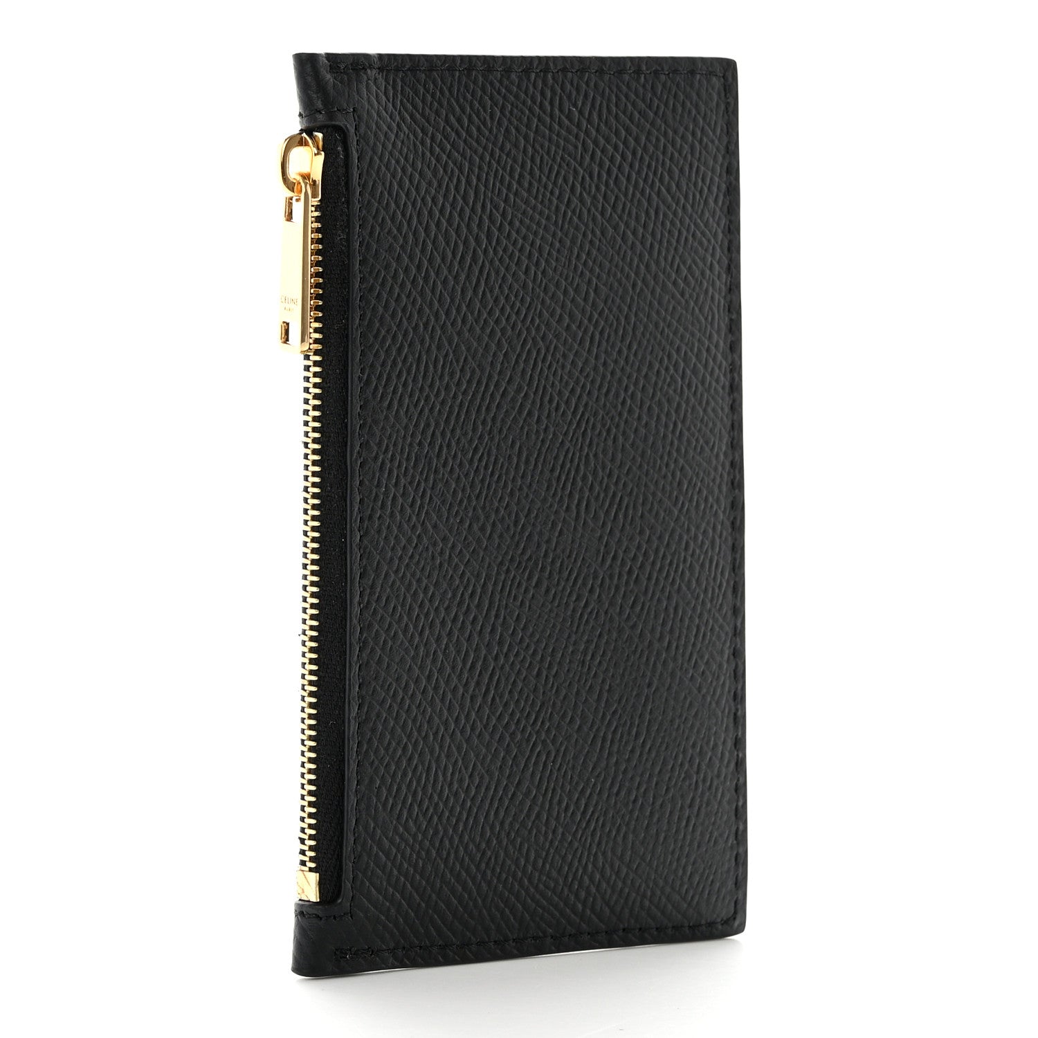 Celine Grained Calfskin Zipped Card Holder Black 3 of 11