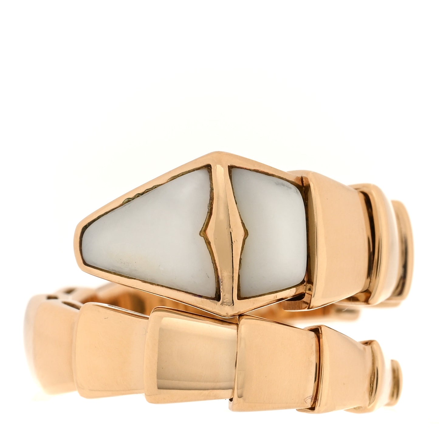 18K Yellow Gold Mother of Pearl Serpenti Ring M