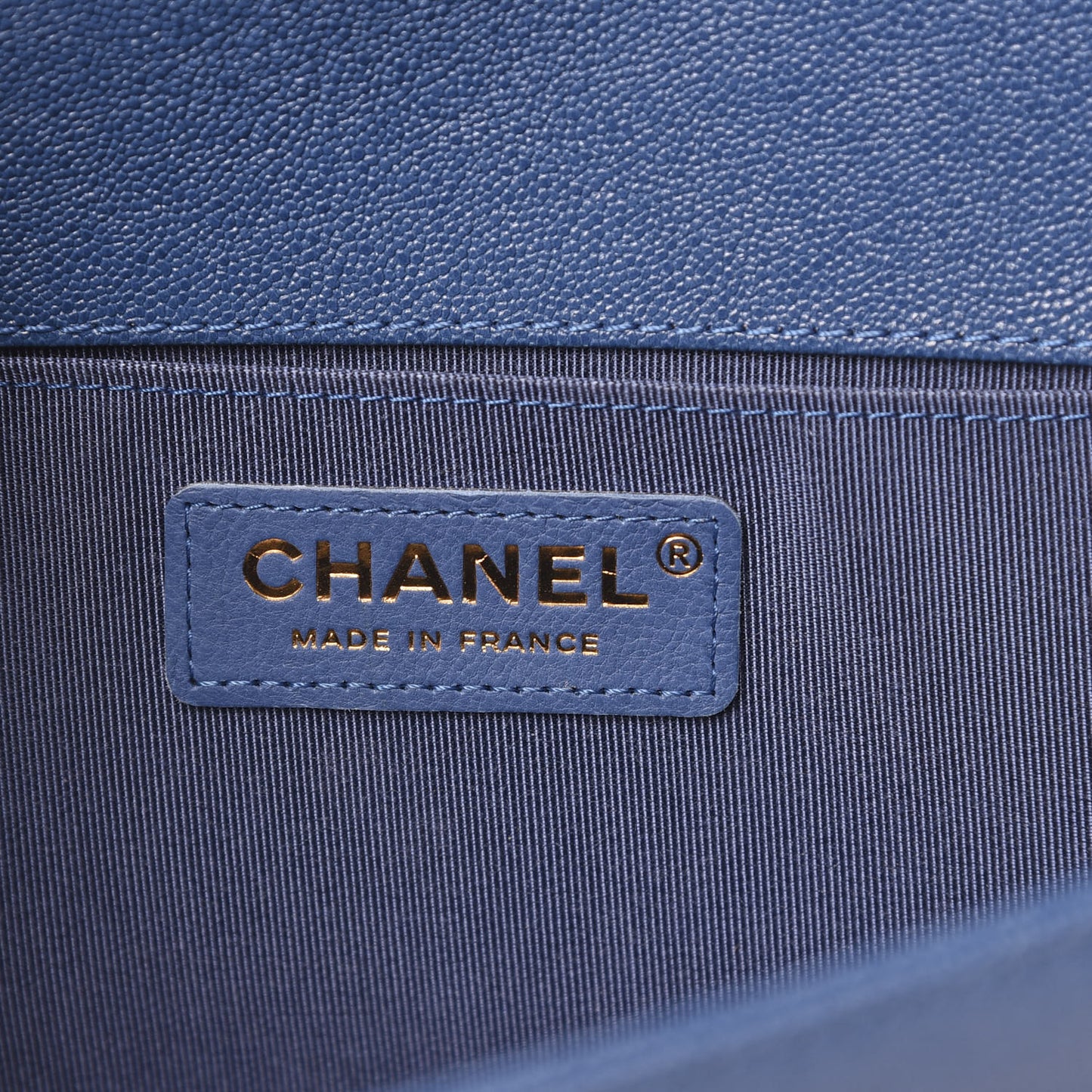 Caviar Quilted Medium Boy Flap Dark Blue