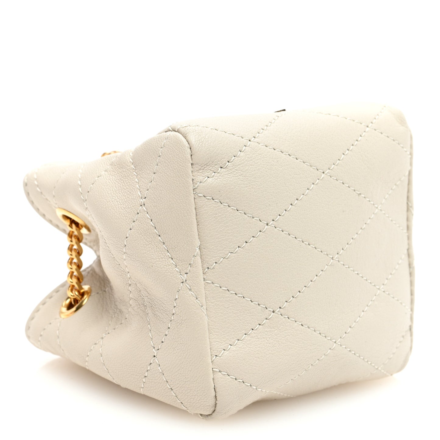 Lambskin Quilted Baby Bucket Bag Crema Soft