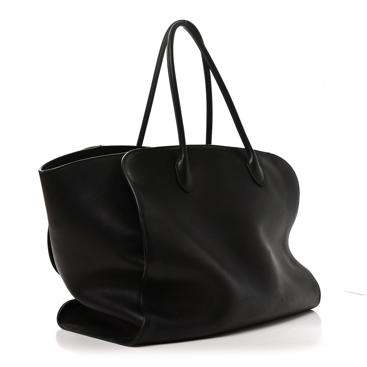 Polished Saddle Calfskin Marlo 17 Tote Bag Black
