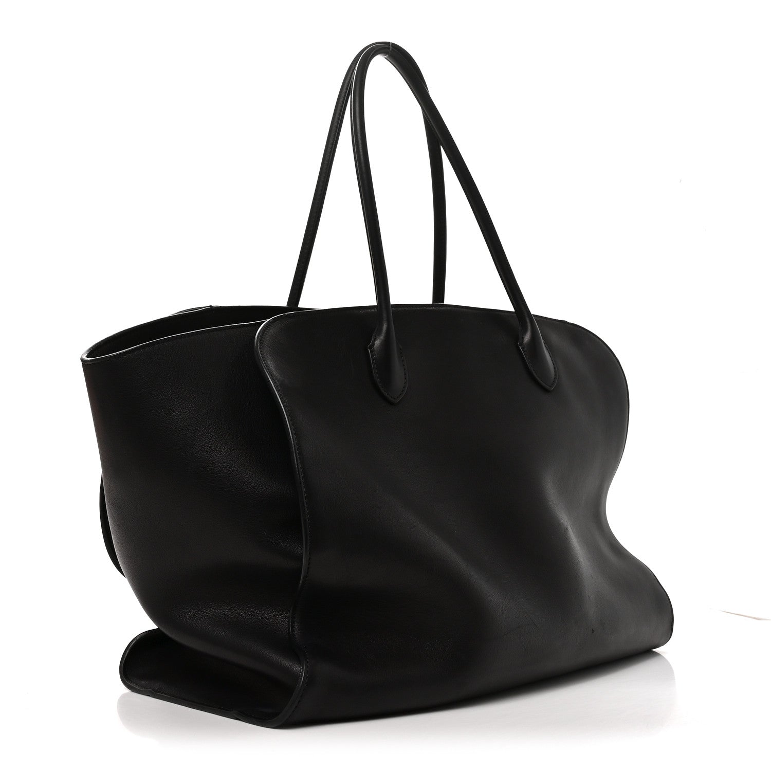 The Row Polished Saddle Calfskin Marlo 17 Tote Bag Black 3 of 9