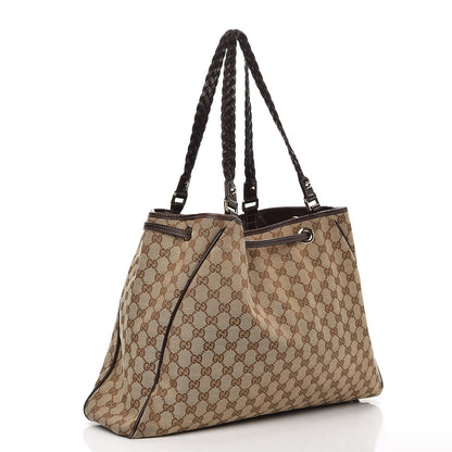 Gucci Monogram Peggy Braided Tote Dark Brown 3 of 12