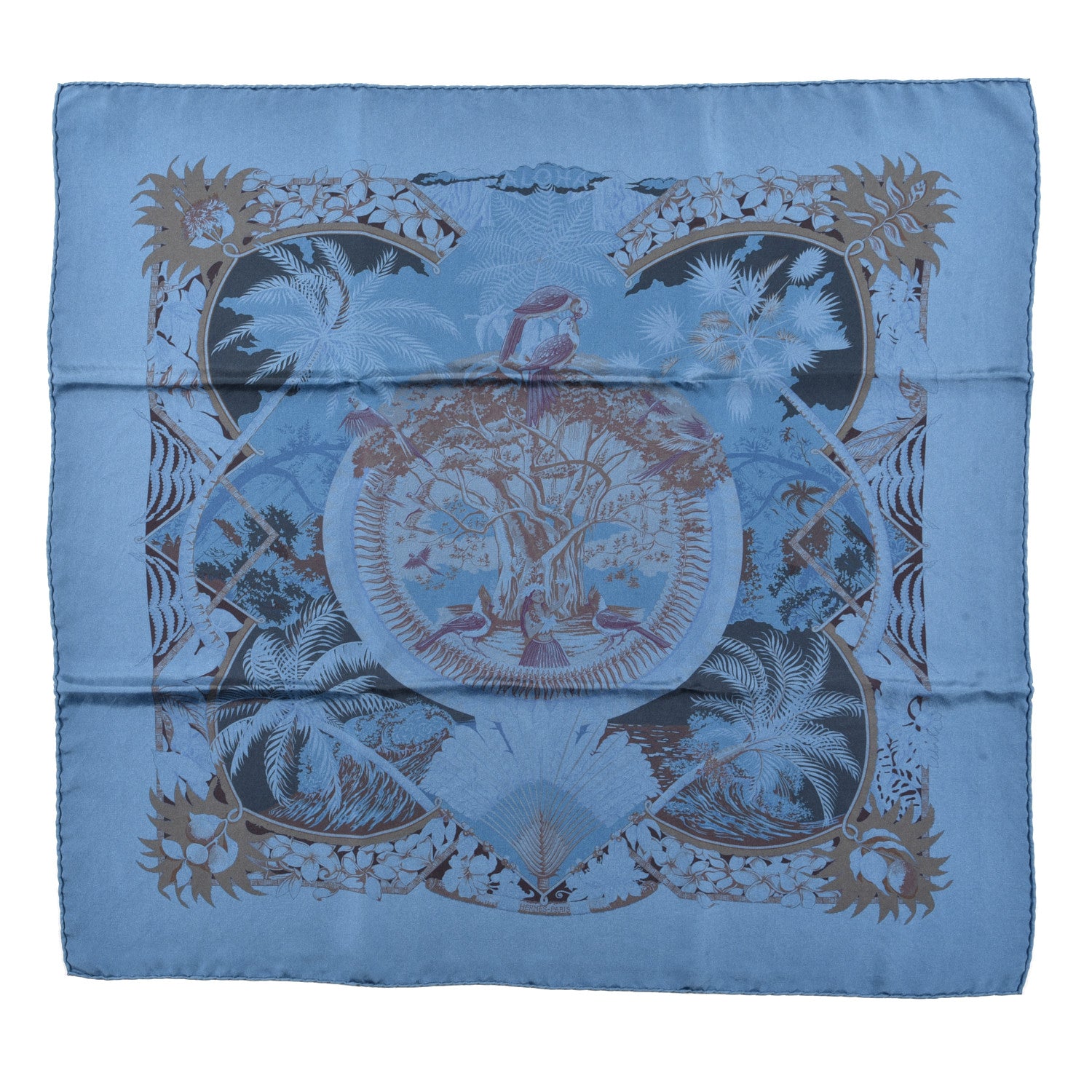 Hermes Silk Aloha Dip Dye Scarf 70 Bleu Jean 1 of 3