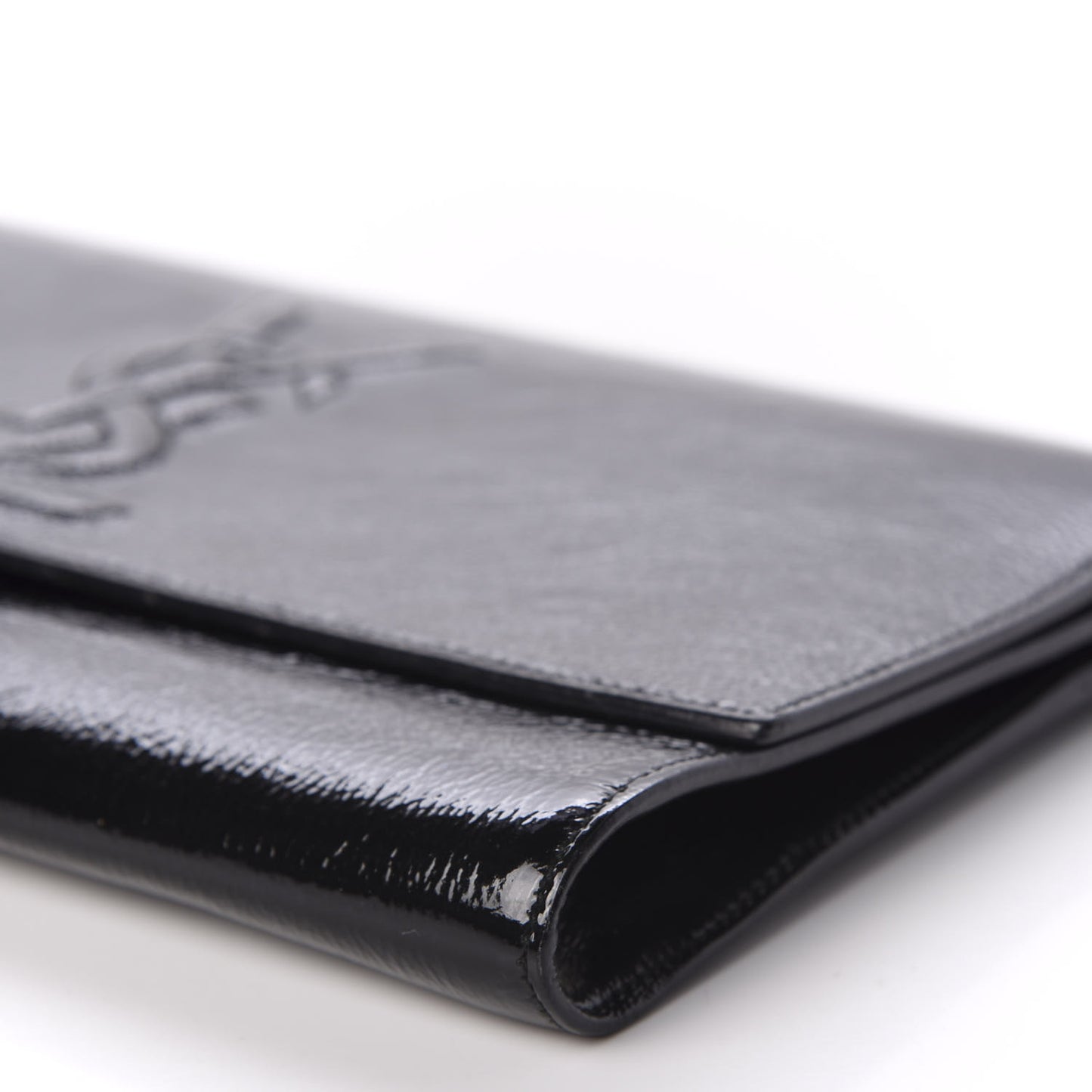 Textured Patent Monogram Large Belle De Jour Clutch Black